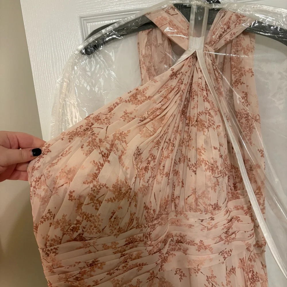 Azazie Charlize One-Shoulder in Pink Fern Floral - Picture 5 of 5